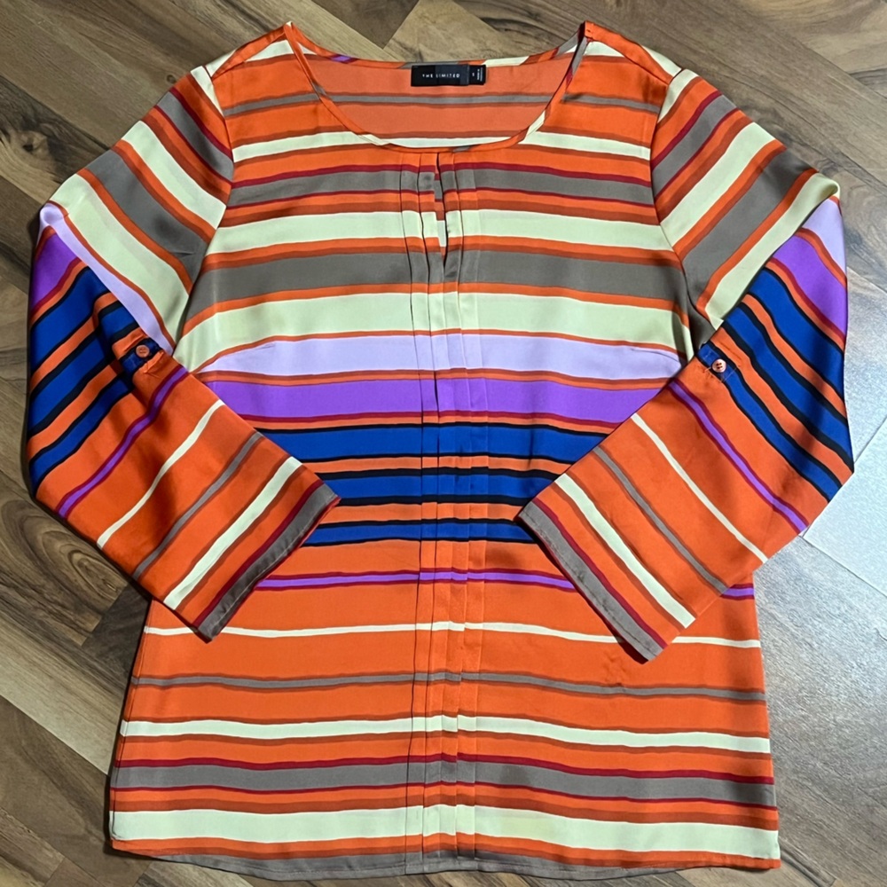 The Limited Orange and Purple Striped Blouse